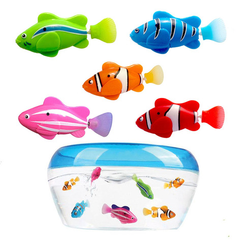 5 unids/set Robot pez electrónico nadar batería de juguete incluido mascota robótica para niños Baño de juguete de pesca decoración actuar como verdaderos peces ► Foto 1/6