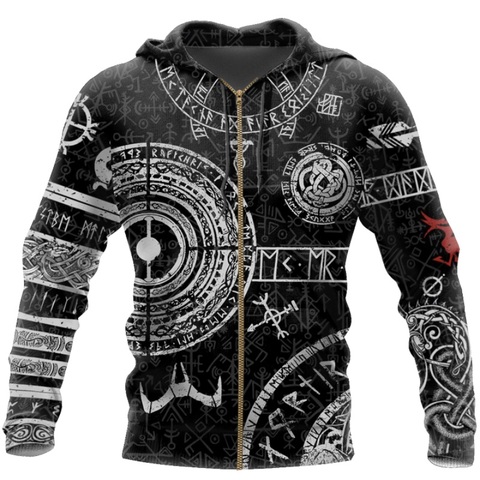 Sudadera con capucha para hombre y mujer, con estampado 3D de tatuaje de vikingo Odín, ropa para parte superior masculina, de otoño, estilo Harajuku, de calle, WS-445 ► Foto 1/6