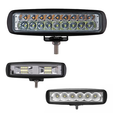 Echayak6 pulgadas 18 W 24 W 60 W LED Barra de luz de trabajo 12 V 24 V motocicleta fuera de carretera 4x4 ATV luz de día camión Tractor proyector ► Foto 1/6