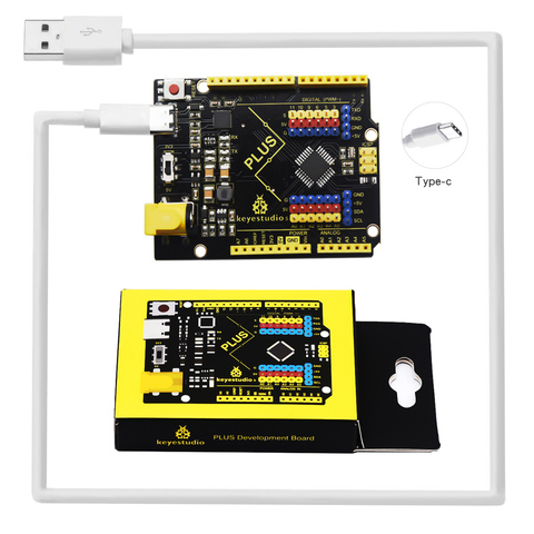 2022 ¡Nuevo! Keyestudio-Placa de Desarrollo PLUS con interfaz tipo C, cable USB, compatible con Arduino Uno R3 ► Foto 1/6