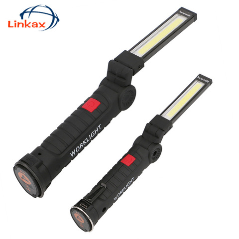 Linterna de trabajo con gancho plegable COB LED magnético, cable USB multifuncional portátil, tamaño grande, 5 modos ► Foto 1/6