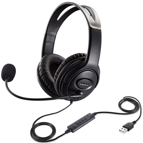 Auriculares USB de Gaming con cable para ordenador, auriculares ajustables con micrófono para música, auriculares para el jugador, para ordenador portátil, PC, Skype, Oficina ► Foto 1/6