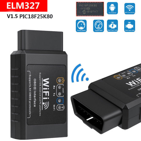 ELM327-Adaptador de interfaz OBDII para coche escáner de diagnóstico de fallas de coche, WIFI V1.5, para Skoda Octavia 2 3 A2 A5 A7, Fabia Rapid ► Foto 1/6