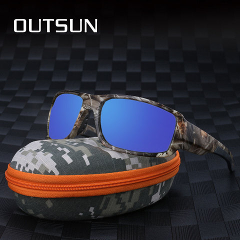 OUTSUN Camo polarizado gafas De Sol De las mujeres De los hombres De pesca deportiva, gafas De Sol De conducción De marca De diseñador De camuflaje Marco De Sol con el caso ► Foto 1/5