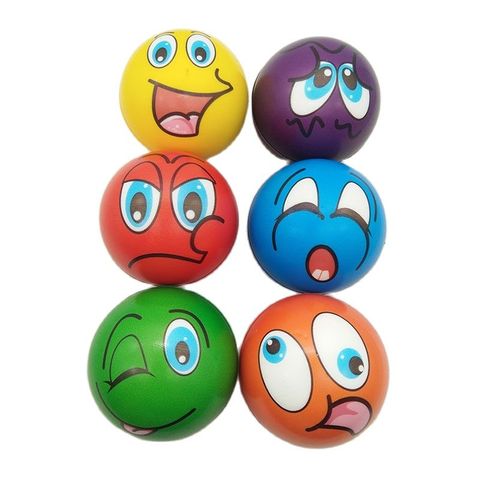 Bola antiestrés para aliviar la sonrisa dibujada, bolas de espuma PU, juguetes antiestrés para niños y niñas, 63mm, 6 uds. ► Foto 1/6