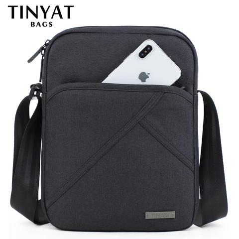 Bolso de hombre TINYTA, bolso de hombro ligero para hombre, para 9,7 'pad 8 bolsillos, bolso cruzado Casual impermeable, bolsa de mensajero de lona negra, hombro ► Foto 1/6