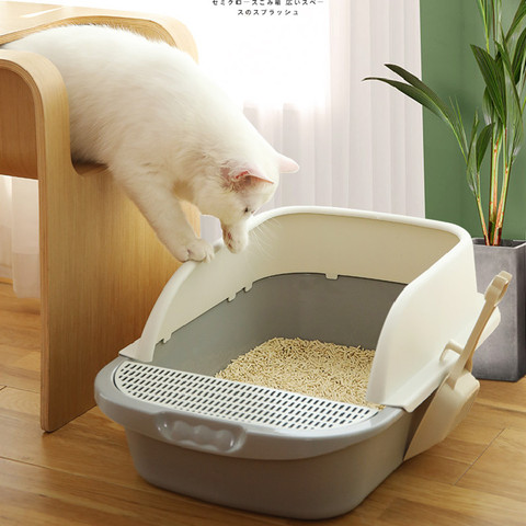 Caja de arena grande para gatos, desodorante, inodoro semicerrado completo para gatos pequeños, cubeta de heces, cuenca de arena ► Foto 1/6