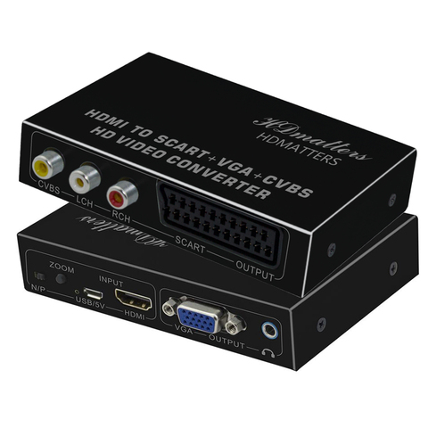 Convertidor HDMI a Scart convertidor adaptador de señal AV receptor HD para TV vieja con soporte de fuente de alimentación hdmi 1080 p ► Foto 1/6