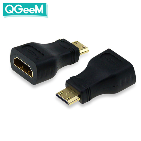 QGeeM MINI HDMI macho A HDMI A hembra Adaptador convertidor 1080 P 2K 4K para MINI ordenador HDTV HD Cámara 5504 ► Foto 1/5