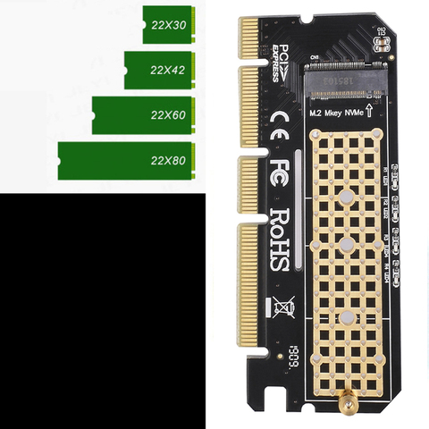 Tarjeta de expansión Led con carcasa de aleación de aluminio, interfaz de adaptador de ordenador M.2 NVMe SSD a 3,0 PCIE X16 ► Foto 1/6