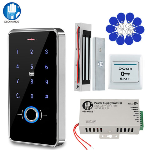 Control de Acceso de entrada de huellas dactilares sistema IP68 impermeable al aire libre de Control de acceso RFID Teclado + magnética eléctrica huelga de bloqueo ► Foto 1/6