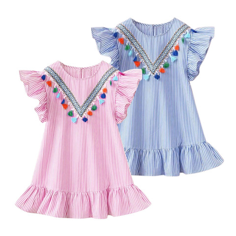 Vestidos infantiles para niñas, ropa a rayas de princesa, 1, 2, 3, 4, 5, 6 y 7 años, 2022 ► Foto 1/6