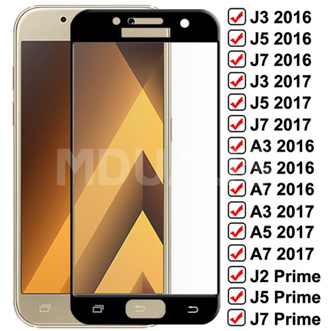 9D de vidrio Protector para Samsung Galaxy A3 A5 A7 J3 J5 J7 2016 2017 J2 J4 J7 Core J5 primer S7 Protector de pantalla de cristal templado ► Foto 1/6