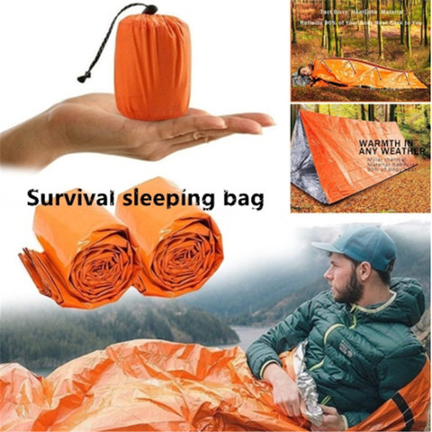 Saco de dormir de emergencia de seguridad para la vida al aire libre térmico mantener el calor impermeable Mylar Primeros Auxilios manta de emergencia Camping equipo de supervivencia ► Foto 1/6