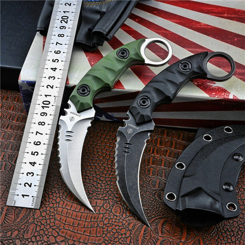 Karambit-cuchillo táctico militar EDC de supervivencia, cuchillo de hoja fija de autodefensa, para exteriores ► Foto 1/6