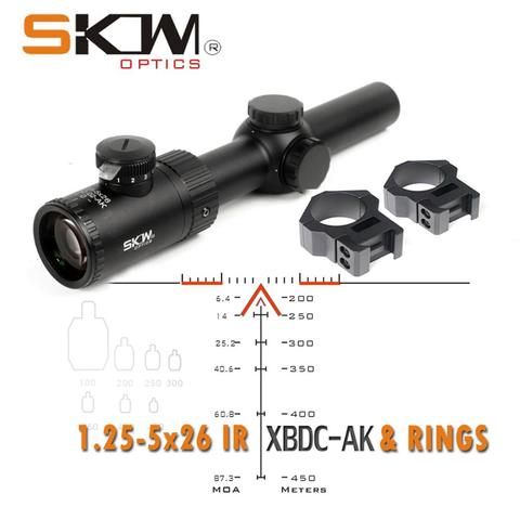 SKWoptics 1,25-5x26A Tactical riflescopes caza para AK AR, M4 Kalashnikov sight rifle scope BDC retícula 30mm anillos de alcance ► Foto 1/6