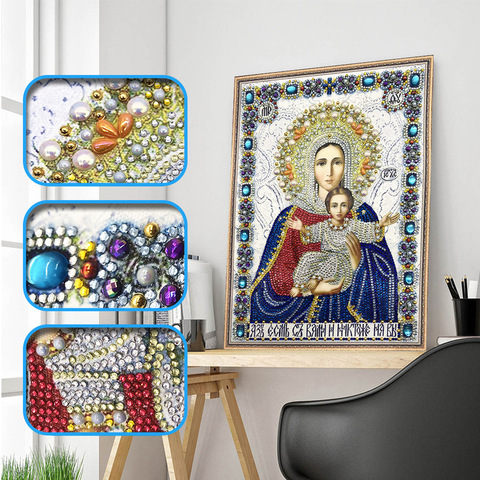 Pintura de diamante 5d DIY personaje de punto de cruz señora religiosa, bordado de diamantes redondos decoración del hogar 30x40cm ► Foto 1/5