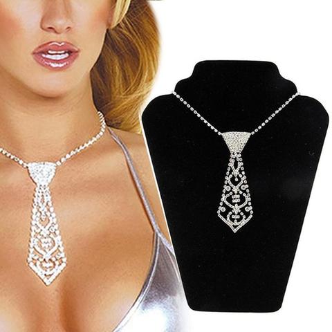 Collar largo con incrustaciones de diamantes de imitación para mujer, joya accesorio para boda, venta al por mayor ► Foto 1/6