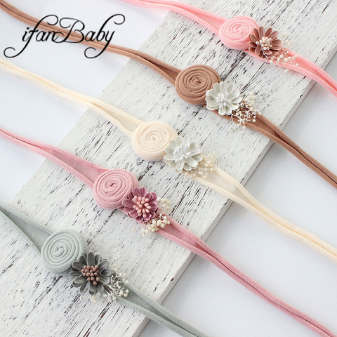 Diadema elegante con flor de nilón para niña, accesorios para el cabello enrollados de tela quemada ► Foto 1/6