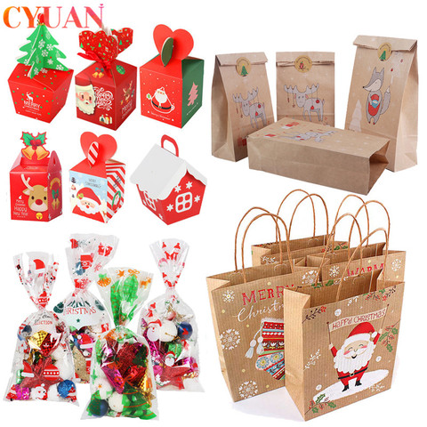 Bolsas para Feliz Navidad Regalo, bolsa de plástico para árbol de Navidad, copo de nieve, caja de dulces de Navidad, bolsa de regalo de Año Nuevo 2022 para niños, decoración navideña ► Foto 1/6
