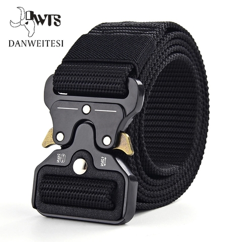 DWTS-cinturón táctico militar de lona para hombre, cinturón táctico de nailon militar de gran tamaño para exteriores ► Foto 1/6