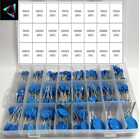 Resistencias Varistor 10D, caja de kit surtido, 395 unids/lote, 24 valores, 5D431K ~ 20D390K ► Foto 1/1