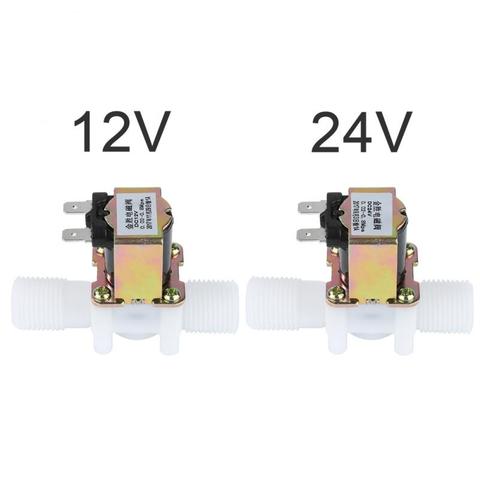 Válvula Solenoide de agua normalmente cerrada, 12/24V, válvula de entrada eléctrica de 1/2 