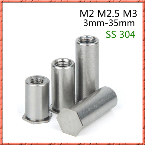 100 unids/lote de acero inoxidable M2/M2.5/M3/M4/M5 PEM cabeza hexagonal presión de agujero ciego fascinante columna presión fascinante pendientes tuerca BSOS ► Foto 1/6