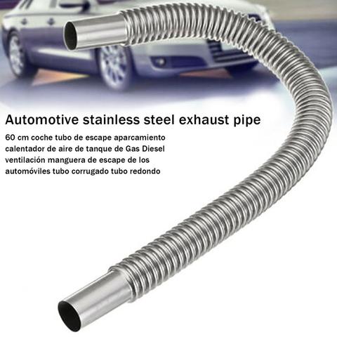 Nuevo tubo de escape de acero inoxidable para coche 60cm corrugado redondo silenciador de estacionamiento calentador Diesel plata ► Foto 1/6