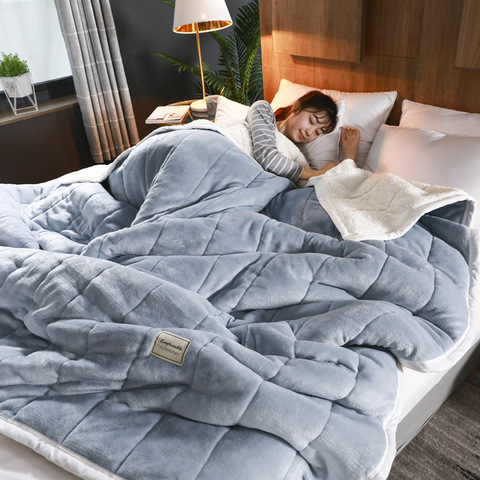 Caliente ponderada manta de lujo grueso mantas para camas, mantas de lana y lanza invierno funda de cama de adulto Super suave ► Foto 1/6