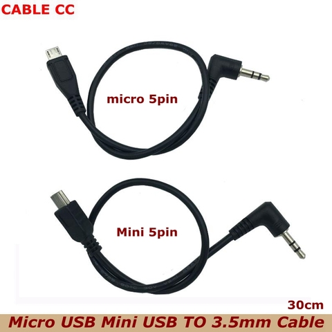 Cable adaptador de audio para teléfono, Conector Micro USB mini de 30cm a jack de 90 grados, conector de cable de audio de 3,5mm, 3,5, Conector de auriculares, MP3, MP4 ► Foto 1/4