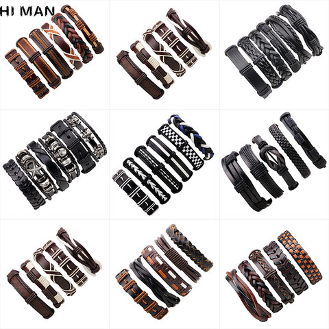 Pulsera piel capas Estilo Vintage para hombre, brazalete con diseño de varios estilos, a la moda, Glamour, regalo de amistad, venta al por mayor ► Foto 1/6