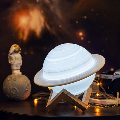 Coquimbo-Lámpara de Saturno con impresión 3D para decoración del hogar, luz LED de noche para dormitorio con mando a distancia, regalo para niños, lámpara de noche ► Foto 1/6