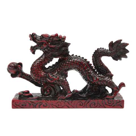 Estatua de dragón chino, figurita decorativa de resina, artesanía Feng shui para la suerte y el éxito, regalo de geomancia para el hogar ► Foto 1/6