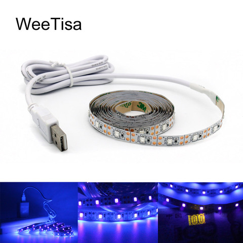 Tira de luces LED UV USB con batería de 395-405nm, lámpara de cinta Flexible de rayos ultravioleta 5V 2835 SMD TV, tira de luz LED USB 1M 2M 3M ► Foto 1/6