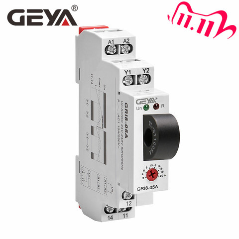 Nuevo GEYA GRI8-05 AC o DC relé de supervisión de corriente directamente a través de 2A-20A AC24V-240V de sobre-corriente bajo protección actual ► Foto 1/6