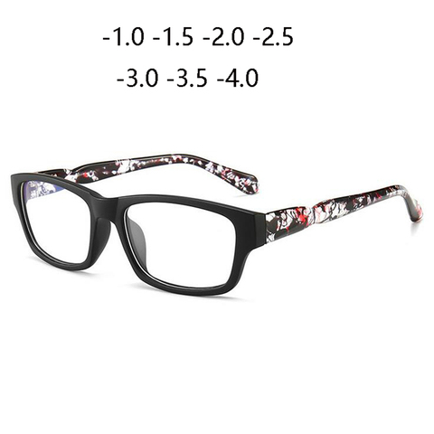 Gafas ópticas de miopía para hombre y mujer, lentes de miopía cuadradas, color negro mate, estilo Retro, para estudiantes, 1,0-1,5 To-4,0 ► Foto 1/6