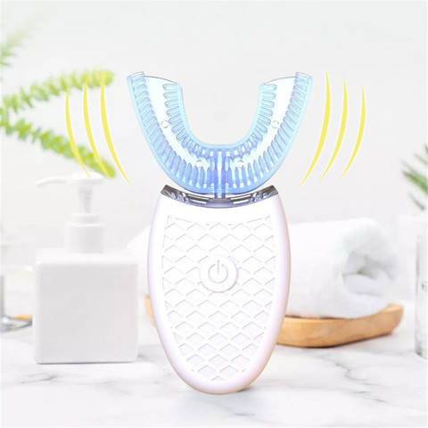 Cepillo de dientes electrónico sónico automático, 360 grados, recargable por USB, 4 modos, cabezal de silicona en forma de U, limpieza bucal ► Foto 1/6