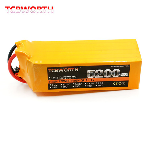 TCBWORTH baterías 6S 5200mAh 60C 22,2 V juguetes RC batería LiPo Max 120C para avión Quadrotor RC Drone helicóptero, coche 6S LiPo ► Foto 1/6