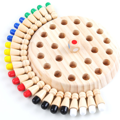 Juguetes de madera Montessori para niños, juego de ajedrez con memoria, juguete interactivo para niños de 3 4 y 5 años ► Foto 1/6