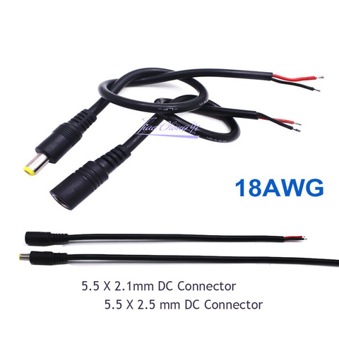 18AWG 0,75mm 5.5X2.1mm/5,5x2,5mm hembra/macho DC Cable conector de clavija de alimentación para tira de LED 5050 3528 5630 ► Foto 1/6