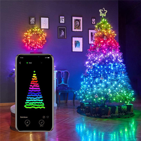 Guirnalda de luces Led con Bluetooth, árbol de Navidad con USB, Control por aplicación remota inteligente, decoración navideña para el hogar, 5M/10M ► Foto 1/6