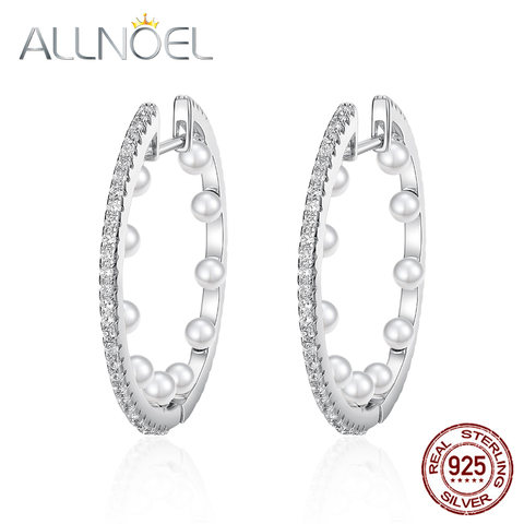 ALLNOEL-pendientes de plata de ley 925 para mujer, aretes de perlas hechas a mano, joyería de moda de platino Real, joyería de compromiso para boda ► Foto 1/6