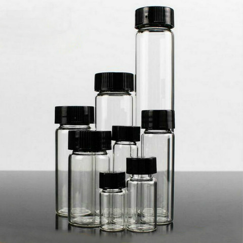 Botellas transparentes de muestra de vidrio, botella de aceite esencial, contenedor de Vial de química de laboratorio, de 3ml a 50ml ► Foto 1/4