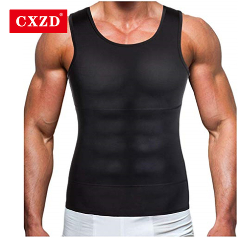 CXZD-Camiseta de compresión para hombre, ropa moldeadora adelgazante, chaleco moldeador de cuerpo, camiseta interior, camiseta sin mangas para perder peso ► Foto 1/6