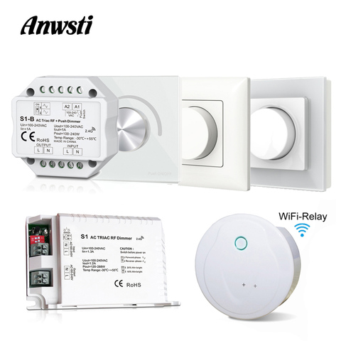 AC Dimmer Triac Wifi RF 2,4G Control remoto inalámbrico 110V 230V 220V LED regulador de intensidad inteligente empujar mando giratorio Panel para lámparas LED ► Foto 1/6