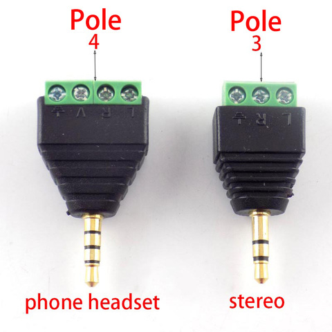 3 polos/4 polos 3,5mm conector de auriculares tres/cuatro polos estéreo sin soldadura conector de Audio cabeza a Terminal DIY enchufe ► Foto 1/6