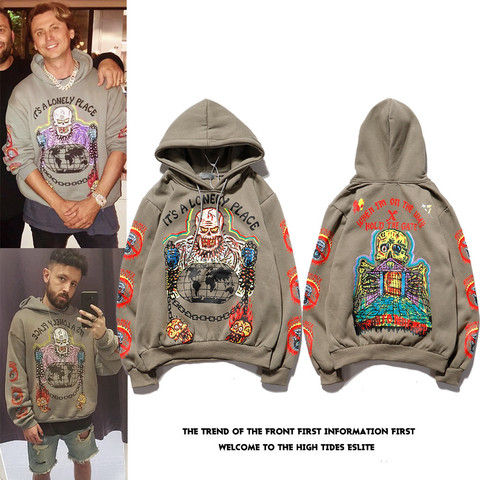 Kanye-Sudadera con capucha de terciopelo para hombre, prenda deportiva masculina de estilo Hip Hop con estampado de grafiti, jersey de chándal de estilo Harajuku Stranger Things, Xxxtentacion ► Foto 1/6