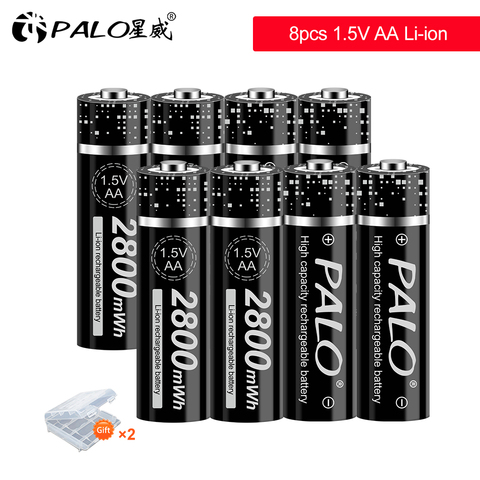 PALO-pilas AA recargables de iones de litio, 1,5 V, 2800mWh, para juguetes electrónicos con Control remoto, cargador de batería de 1,5 V ► Foto 1/6