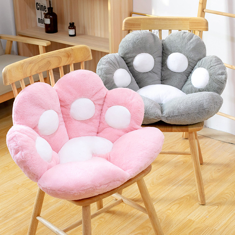 Cojín de asiento de felpa con forma de pata de oso para niños, cojín de felpa con diseño de oso y gato en 2 tamaños, para interior, sofá de peluche, almohada decorativa de animales coloridos, regalo para niños ► Foto 1/6